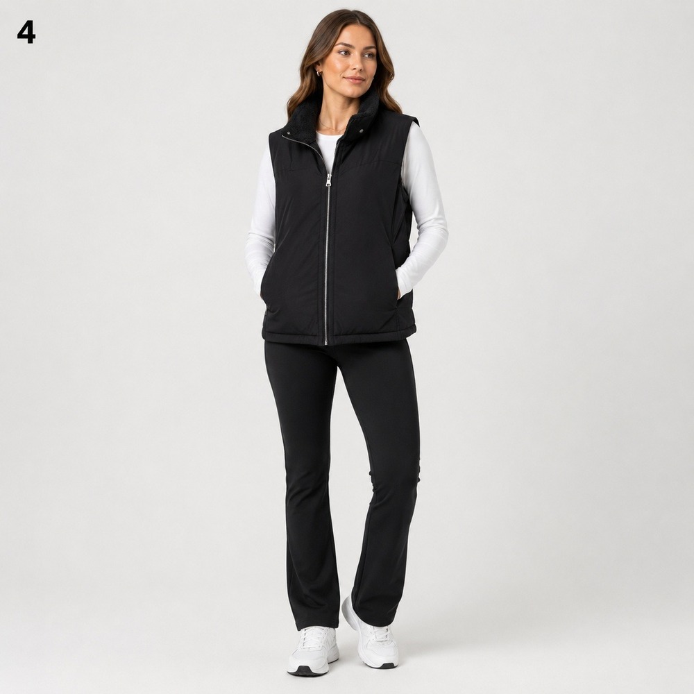 Banana Republic Puffer Vest Womens Medium Black Polyester Full zip Pockets‎
